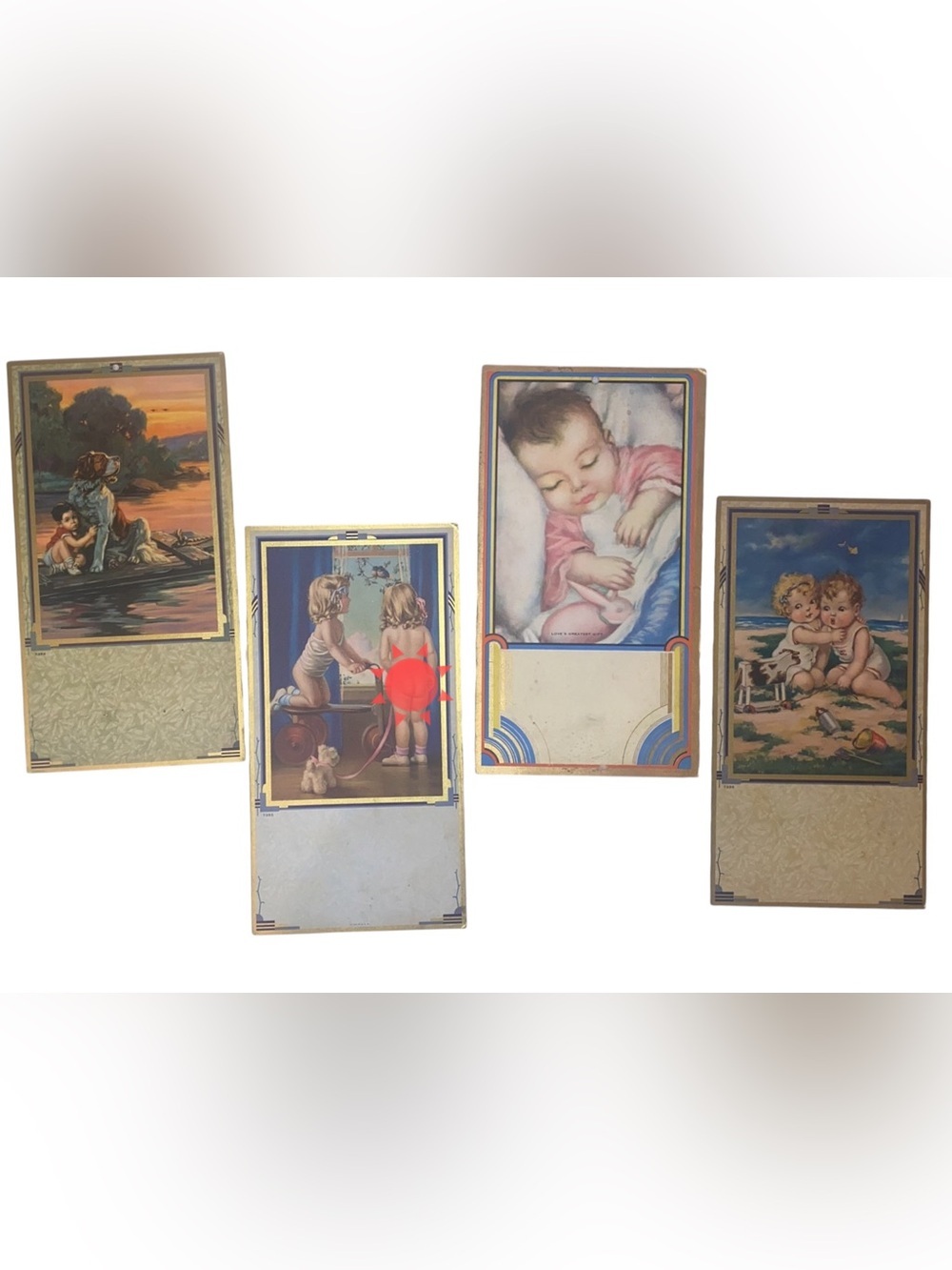 VINTAGE CALENDAR ART Salesman Calendar Samples Baby & Kids Art 1910-40s 4PC